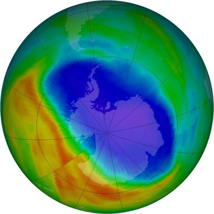 Antarctic ozone map for 27 September 1990